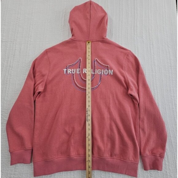 True Religion Full Zip Hoodie NWT Men's XL Red Overlap Logo NEW Kangaroo Pocket - Picture 11 of 12